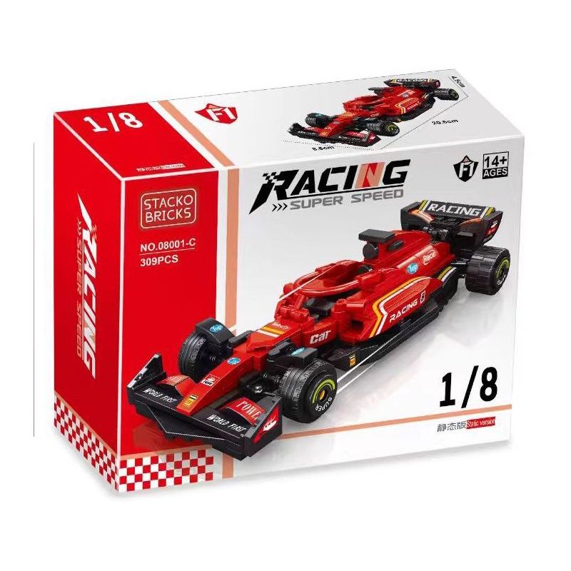 STACK 08001-A 08001-B 08001-C 08001-D XE ĐUA CÔNG THỨC F1 4 MẪU bộ đồ chơi xếp lắp ráp ghép mô hình Racers Đua Tốc Độ 1255 khối