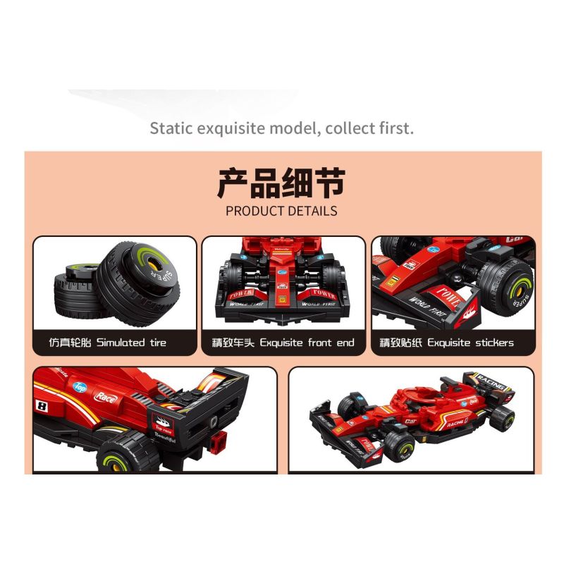 STACK 08001-A 08001-B 08001-C 08001-D XE ĐUA CÔNG THỨC F1 4 MẪU bộ đồ chơi xếp lắp ráp ghép mô hình Racers Đua Tốc Độ 1255 khối