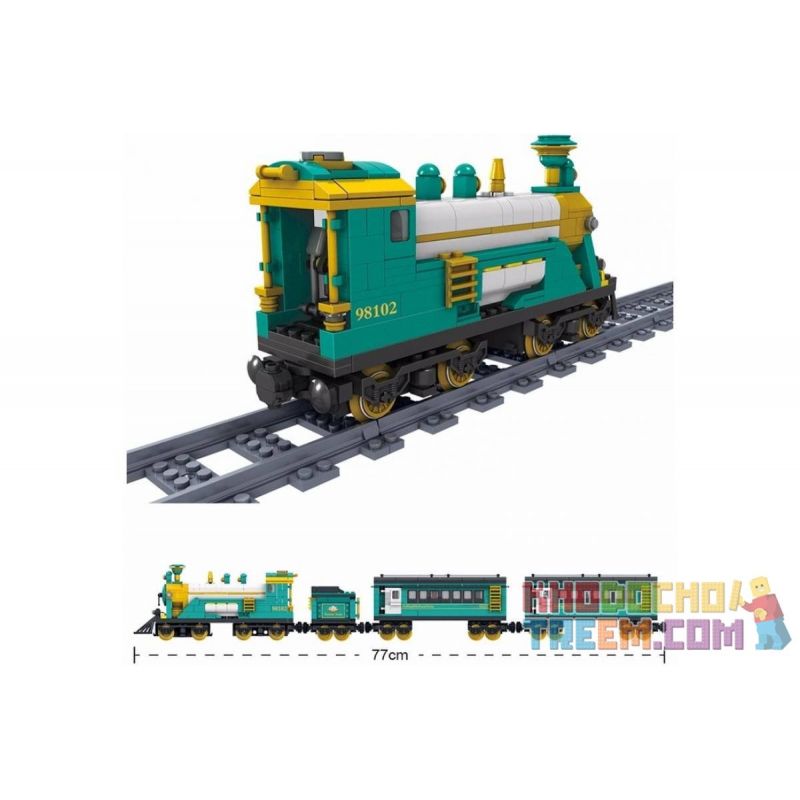 Kazi KY98102 98102 KY98225 98225 non  TÀU HỎA HƠI NƯỚC CHỞ KHÁCH CÓ RAY ĐỘNG CƠ PIN SẠC bộ đồ chơi xếp lắp ráp ghép mô hình Trains PUFFINGBILLY STERMTRAIN 851 khối