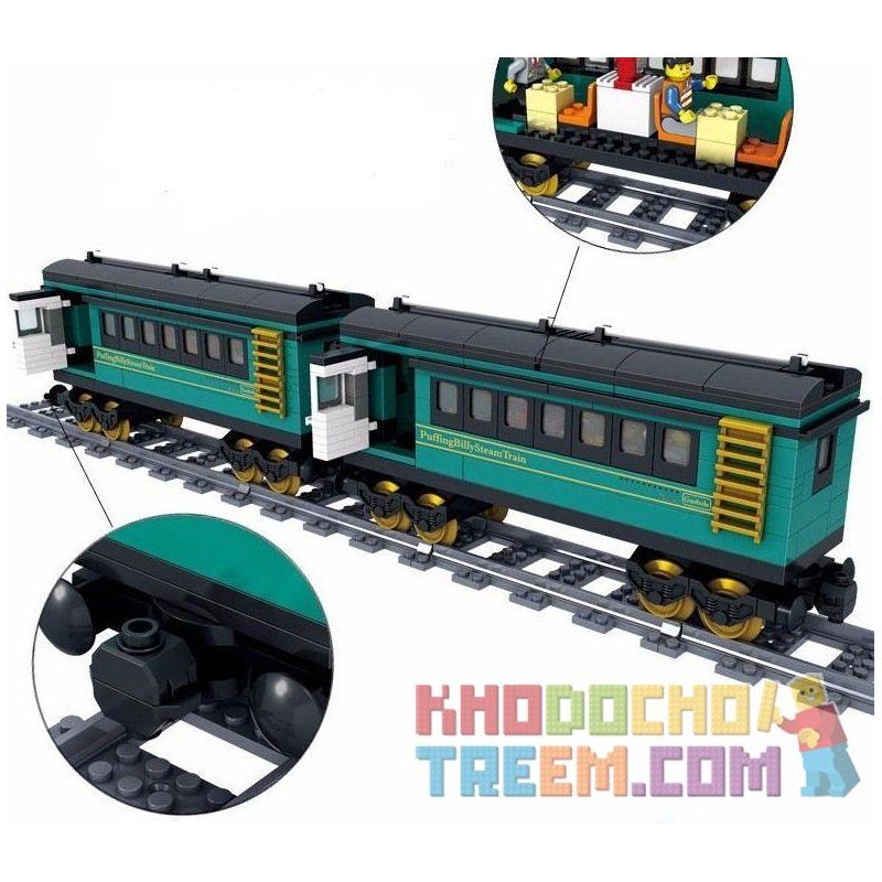 Kazi KY98102 98102 KY98225 98225 non  TÀU HỎA HƠI NƯỚC CHỞ KHÁCH CÓ RAY ĐỘNG CƠ PIN SẠC bộ đồ chơi xếp lắp ráp ghép mô hình Trains PUFFINGBILLY STERMTRAIN 851 khối
