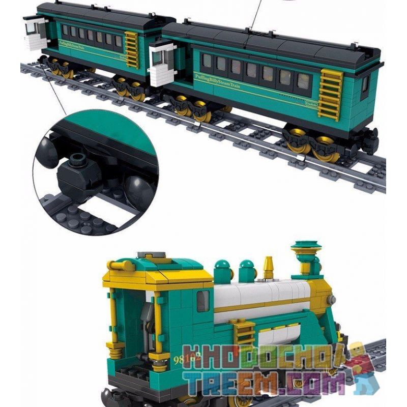 Kazi KY98102 98102 KY98225 98225 non  TÀU HỎA HƠI NƯỚC CHỞ KHÁCH CÓ RAY ĐỘNG CƠ PIN SẠC bộ đồ chơi xếp lắp ráp ghép mô hình Trains PUFFINGBILLY STERMTRAIN 851 khối