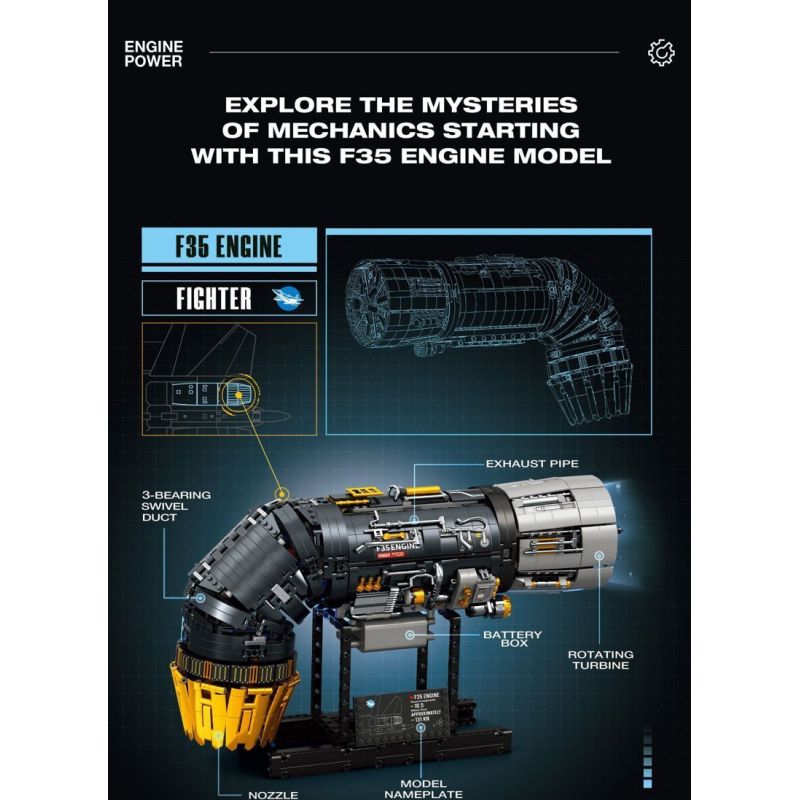 REOBRIX 33014 ĐỘNG CƠ F35B bộ đồ chơi xếp lắp ráp ghép mô hình Technic Kỹ Thuật Công Nghệ Cao Mô Hình Phương Tiện