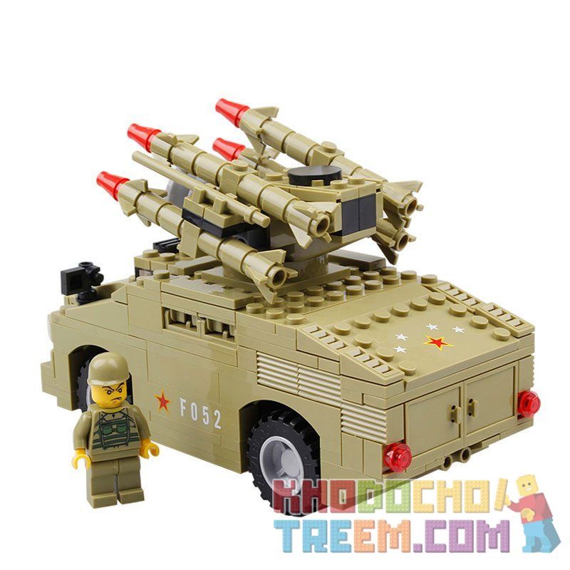 Kazi KY98401 98401 non  XE PHÓNG TÊN LỬA PHÒNG KHÔNG bộ đồ chơi xếp lắp ráp ghép mô hình Military Army Quân Sự Bộ Đội 266 khối