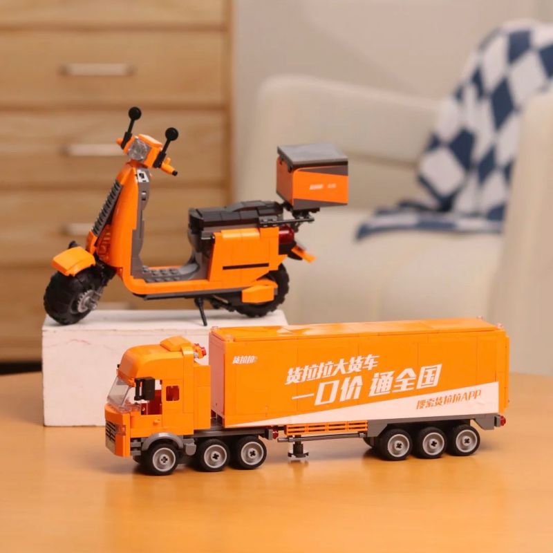 LALAMOVE QJ5338 5338 XE ĐẨY LALAMOVE bộ đồ chơi xếp lắp ráp ghép mô hình City HUOLALA LARGE TRUCK Thành Phố