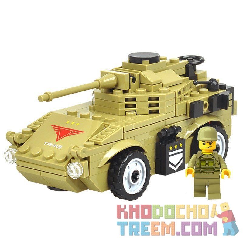 Kazi KY98402 98402 non Lego XE BỌC THÉP GẮN PHÁO bộ đồ chơi xếp lắp ráp ghép mô hình Military Army Quân Sự Bộ Đội 183 khối