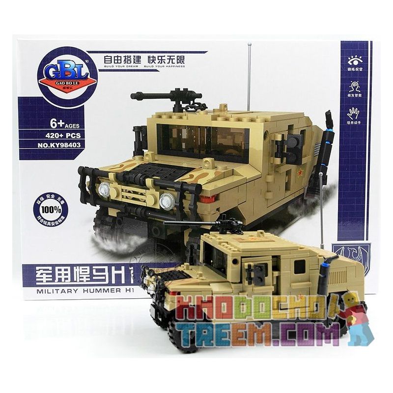 Kazi KY98403 98403 non  XE HUMVEE BỌC THÉP bộ đồ chơi xếp lắp ráp ghép mô hình Military Army Quân Sự Bộ Đội 420 khối