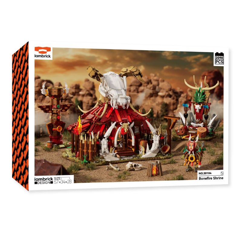 IAMBRICK 30104 CHIẾN TRANH CHÁY BỎNG·THỜI ĐẠI LUREN LỀU THÁNH ĐỐT XƯƠNG bộ đồ chơi xếp lắp ráp ghép mô hình Medieval Castle BONEFIRE SHRINE Chiến Tranh Trung Cổ 2098 khối