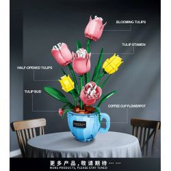 DK 3034 TÁCH CÀ PHÊ HOA TULIP bộ đồ chơi xếp lắp ráp ghép mô hình Creator Sáng Tạo 551 khối