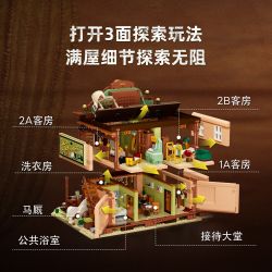 LUMIBRICKS FUNWHOLE 14014 MIỀN TÂY XƯA NHÀ TRỌ PHƯƠNG bộ đồ chơi xếp lắp ráp ghép mô hình Western OLD WEST INN Trung Cổ 2682 khối