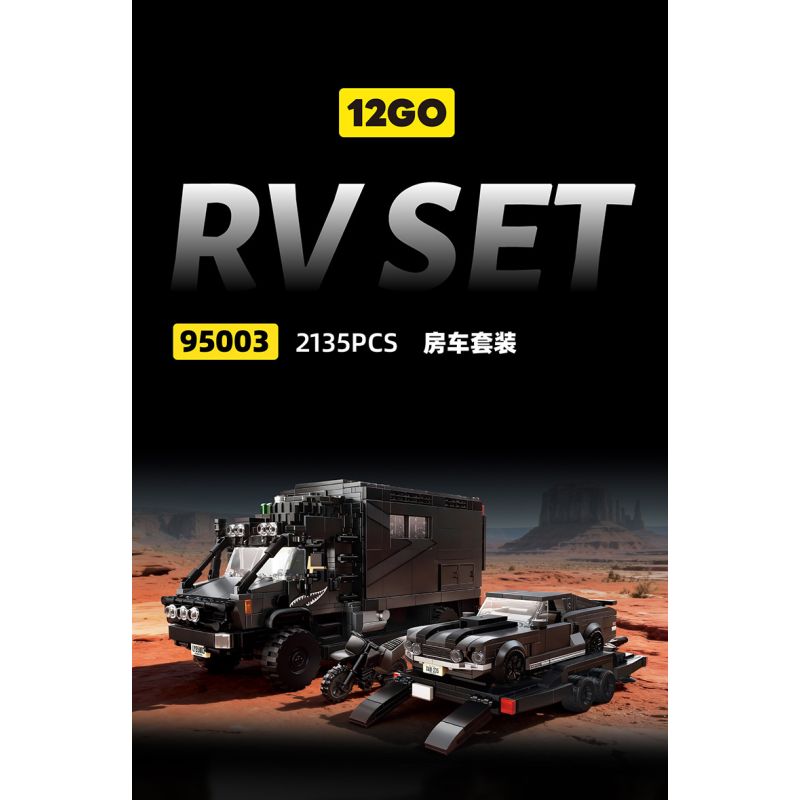 12GO 95003 GÓI XE KÉO SIÊU UNIMOG RV+ bộ đồ chơi xếp lắp ráp ghép mô hình Creator Sáng Tạo 2135 khối