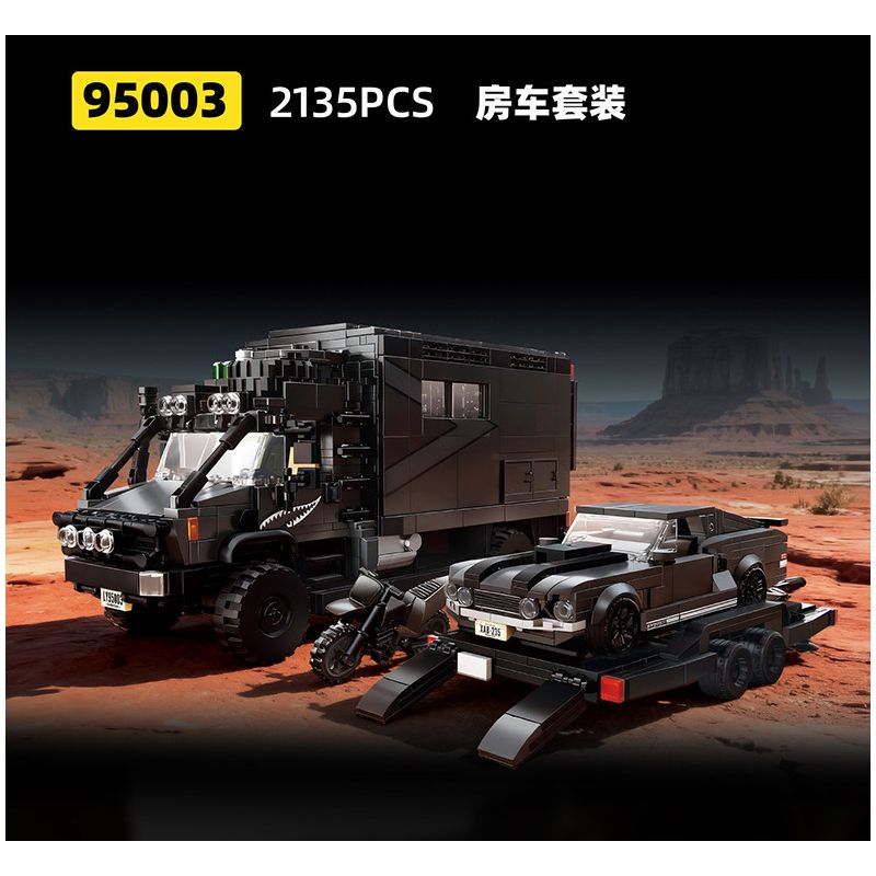 12GO 95003 GÓI XE KÉO SIÊU UNIMOG RV+ bộ đồ chơi xếp lắp ráp ghép mô hình Creator Sáng Tạo 2135 khối