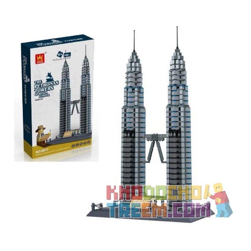 WANGE DR.LUCK 8011 5213 non  THÁP ĐÔI PETRONAS bộ đồ chơi xếp lắp ráp ghép mô hình Mini Modular PETRONAS TWIN TOWER Đường Phố Thu Nhỏ 1160 khối