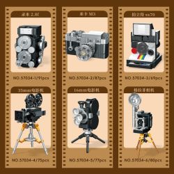 JIESTAR 57034 6 MÁY ẢNH NHỎ RETRO TRONG ĐÓ CÓ QUAY PHIM 2.8F LAIKA M3 POLAROID SX70 35MM 16MM GLAPHI bộ đồ chơi xếp lắp ráp ghép mô hình RETRO CAMERA 479 khối
