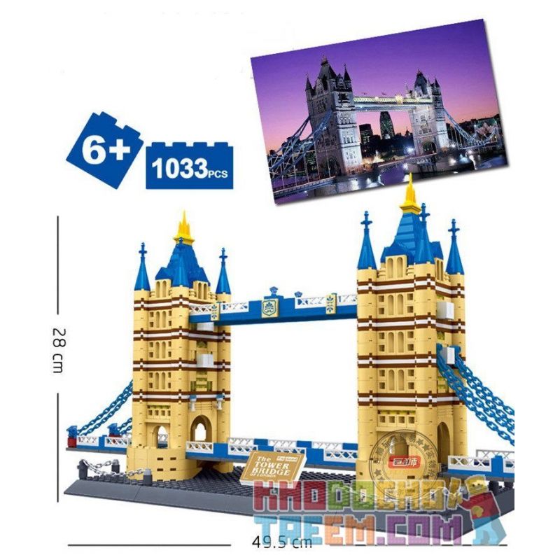 WANGE DR.LUCK 8013 5215 non  CẦU THÁP LUÂN ĐÔN bộ đồ chơi xếp lắp ráp ghép mô hình Creator THE TOWER BRIDGE OF LONDON Sáng Tạo 1033 khối