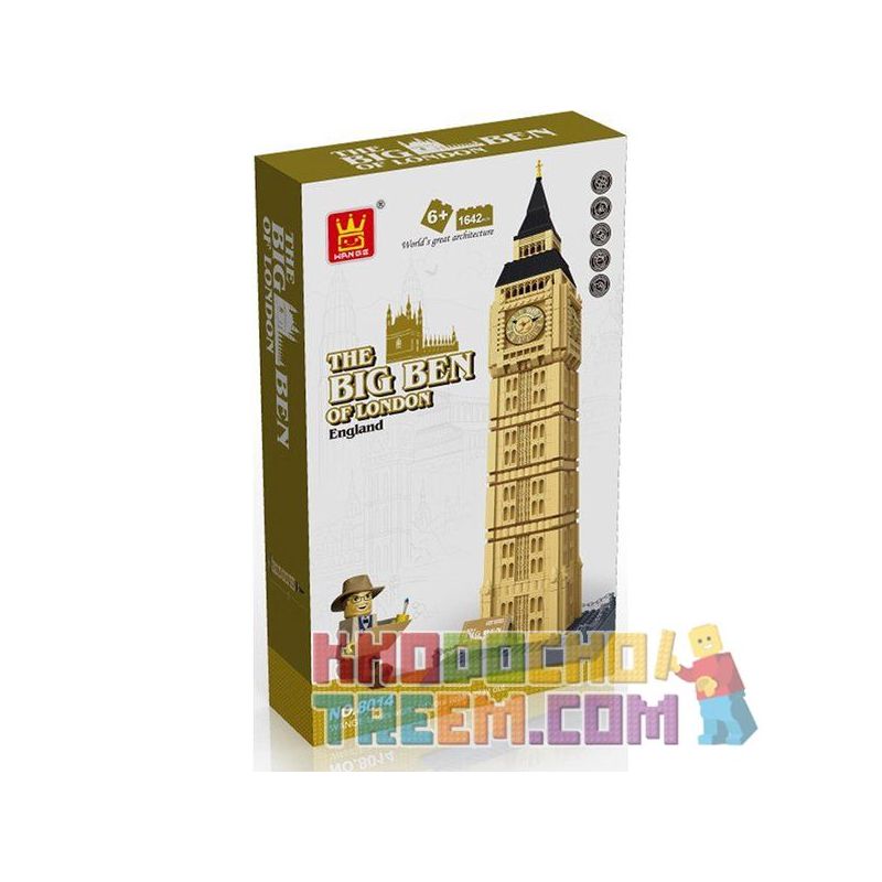 WANGE DR.LUCK 8014 5216 non Lego THÁP ĐỒNG HỒ BIG BEN bộ đồ chơi xếp lắp ráp ghép mô hình Mini Modular THE BIG BEN OF LONDON、ELIZABETH TOWER Đường Phố Thu Nhỏ 1642 khối