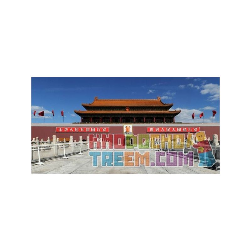 PINXING PX.443 .443 WANGE DR.LUCK 8016 5218 non  QUẢNG TRƯỜNG THIÊN AN MÔN bộ đồ chơi xếp lắp ráp ghép mô hình Mini Modular THE YIAN'ANMEN OF BEIJING Đường Phố Thu Nhỏ 758 khối