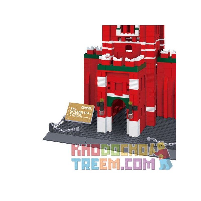 WANGE DR.LUCK 8017 5219 non  THÁP CHUÔNG SPASSKAYA bộ đồ chơi xếp lắp ráp ghép mô hình Mini Modular THE SPASSKAYA TOWER OF MOSCOW KREMLIN Đường Phố Thu Nhỏ 1048 khối
