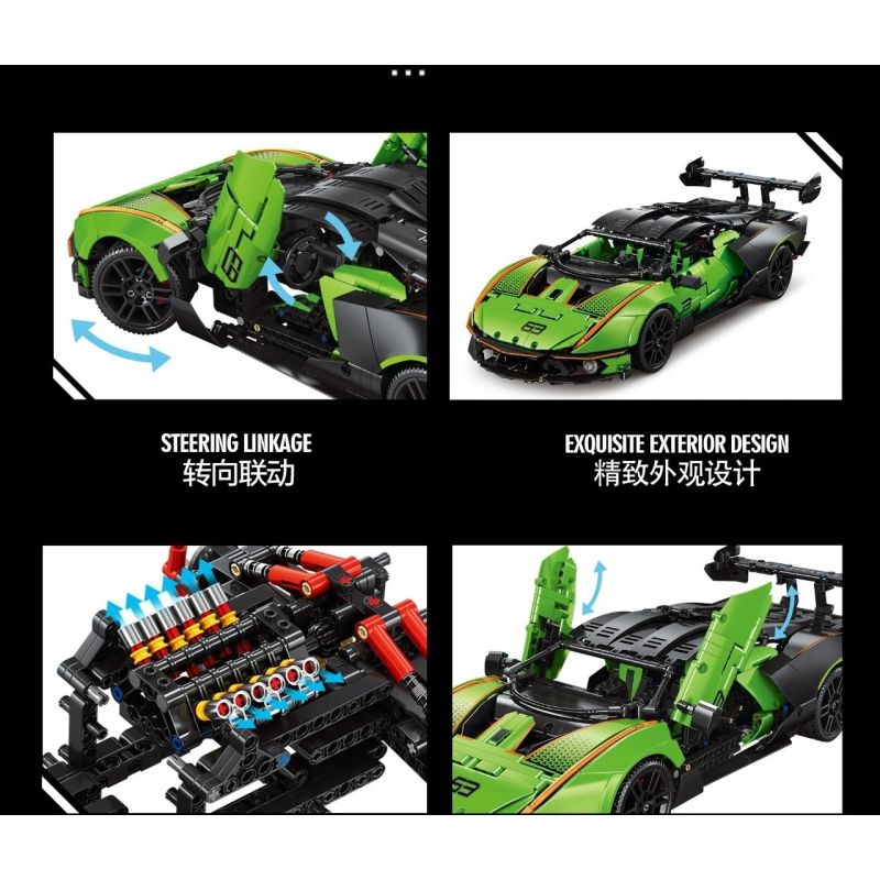 EIKEE Y10001 10001 XE THỂ THAO LAMBORGHINI ESSENZA SCV12 1:10 tỷ lệ 1:10 bộ đồ chơi xếp lắp ráp ghép mô hình Technic Kỹ Thuật Công Nghệ Cao Mô Hình Phương Tiện 1889 khối