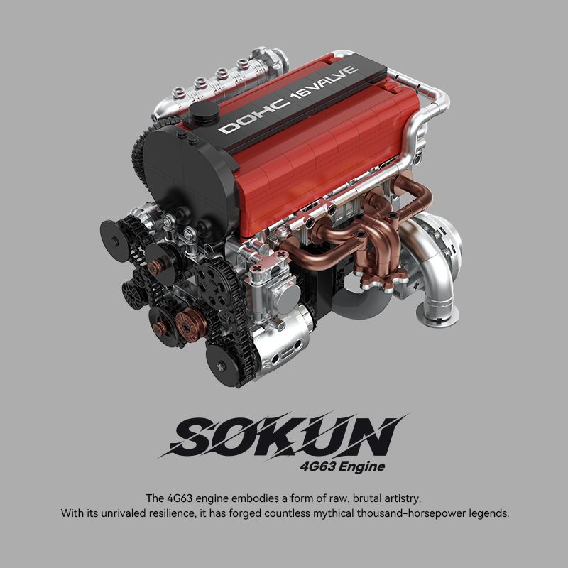 PIBO PB8861 8861 ĐỘNG CƠ MITSUBISHI 4G63T bộ đồ chơi xếp lắp ráp ghép mô hình Technic SOKUN 4G63 ENGINE Kỹ Thuật Công Nghệ Cao Mô Hình Phương Tiện