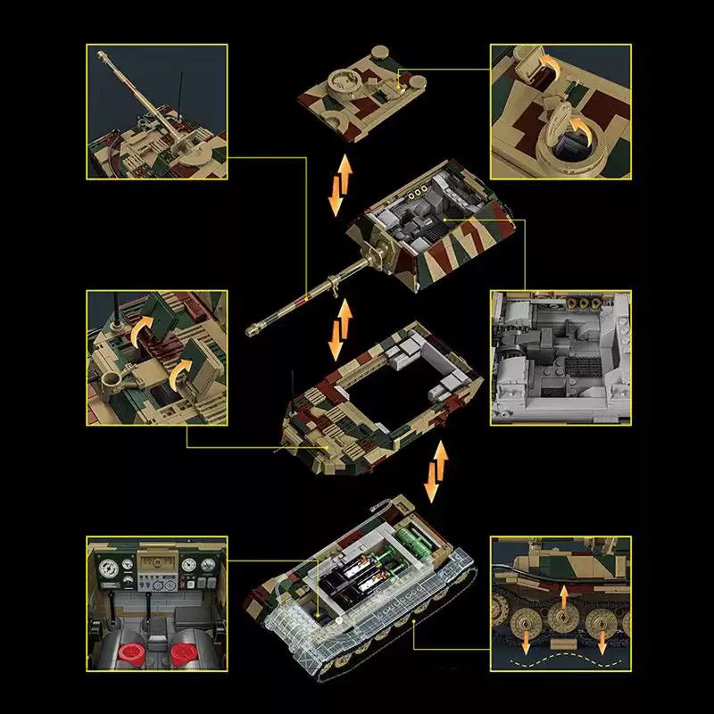 12GO 97023 PHÁO CHỐNG TĂNG HẠNG NẶNG FERDINAND ELEPHANT 1:28 tỷ lệ 1:28 bộ đồ chơi xếp lắp ráp ghép mô hình Military Army JAGDPANZER TIGER/P (ELEPHANT) Quân Sự Bộ Đội 1750 khối