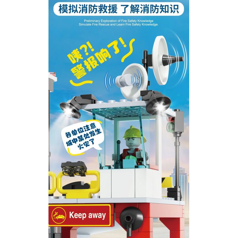 FORANGE FC3340 3340 TRẠM CỨU HỎA QUỸ ĐẠO bộ đồ chơi xếp lắp ráp ghép mô hình City Thành Phố 651 khối