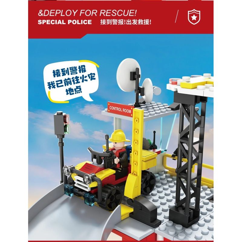 FORANGE FC3340 3340 TRẠM CỨU HỎA QUỸ ĐẠO bộ đồ chơi xếp lắp ráp ghép mô hình City Thành Phố 651 khối