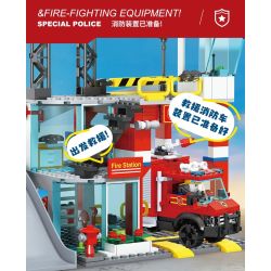 FORANGE FC3340 3340 TRẠM CỨU HỎA QUỸ ĐẠO bộ đồ chơi xếp lắp ráp ghép mô hình City Thành Phố 651 khối