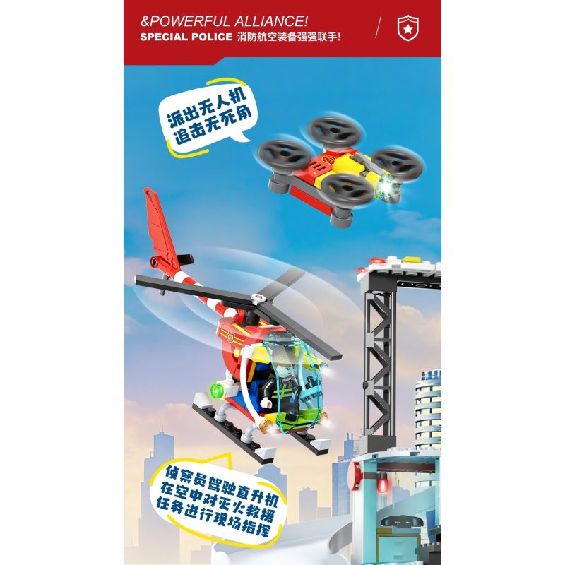 FORANGE FC3340 3340 TRẠM CỨU HỎA QUỸ ĐẠO bộ đồ chơi xếp lắp ráp ghép mô hình City Thành Phố 651 khối