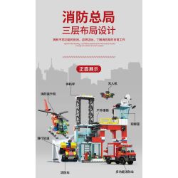 FORANGE FC3340 3340 TRẠM CỨU HỎA QUỸ ĐẠO bộ đồ chơi xếp lắp ráp ghép mô hình City Thành Phố 651 khối