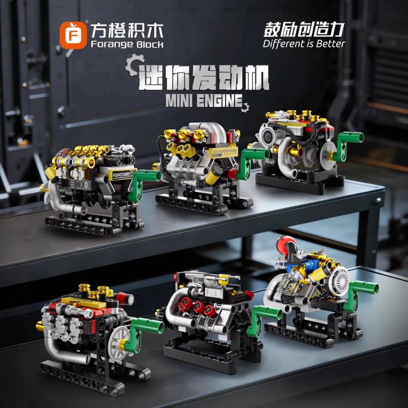 FORANGE FC8168 8168 BỘ SƯU TẬP MINI CÁC MẪU ĐỘNG CƠ 6 bộ đồ chơi xếp lắp ráp ghép mô hình Technic MINI ENGINE Kỹ Thuật Công Nghệ Cao Mô Hình Phương Tiện 615 khối