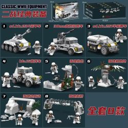 Kazi KY82079 82079 8 LOẠI TRANG BỊ CỔ ĐIỂN THỜI THẾ CHIẾN II bộ đồ chơi xếp lắp ráp ghép mô hình Military Army Quân Sự Bộ Đội