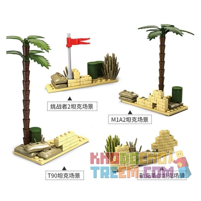 Kazi KY84042 84042 KY84043 84043 KY84044 84044 KY84045 84045 Xếp hình kiểu  MILITARY ARMY 4 In 1 Mammoth Tank Xe Tăng 4 Trong 1 gồm 4 hộp nhỏ 1242 khối