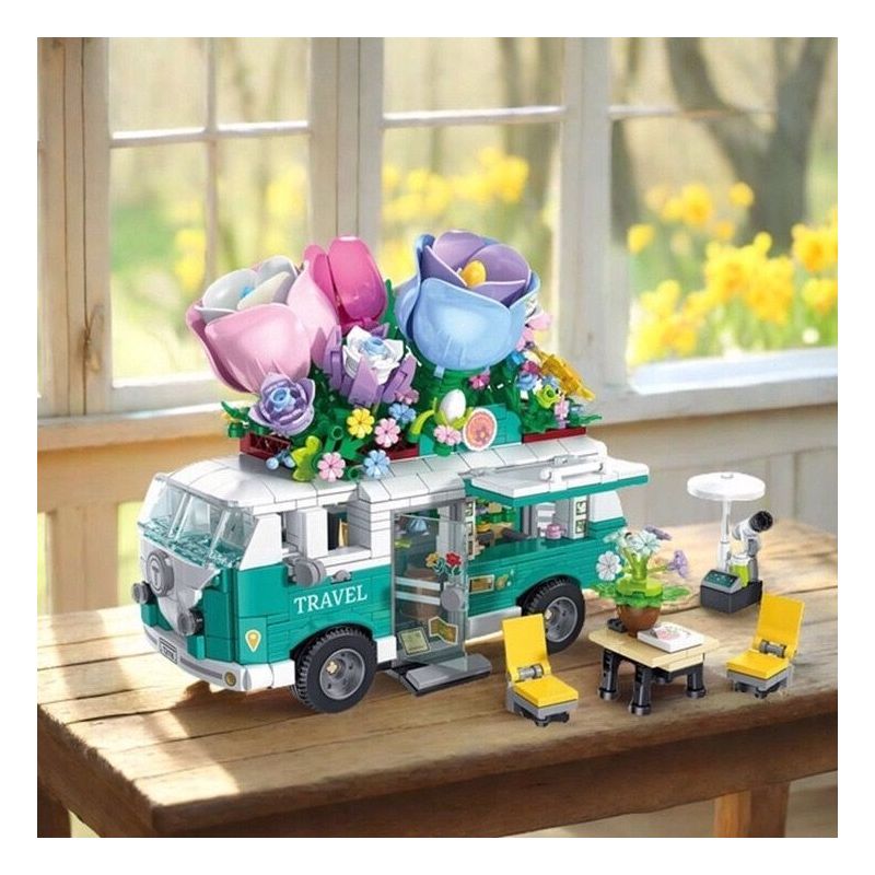GAOMISI T2116 2116 XE BUÝT HOA bộ đồ chơi xếp lắp ráp ghép mô hình City FLOWER BUS Thành Phố 948 khối