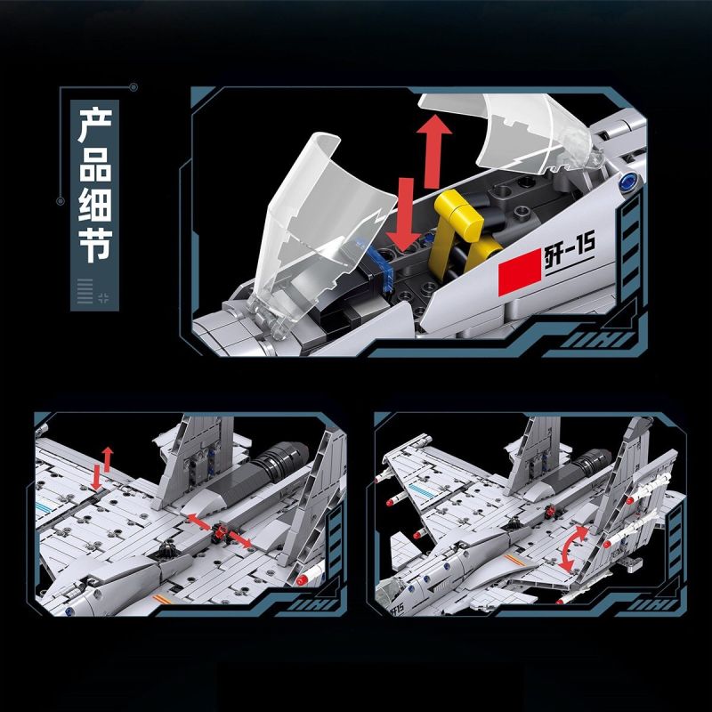 GOQI GQ-3068 3068 GQ3068 MÁY BAY CHIẾN ĐẤU J-15 bộ đồ chơi xếp lắp ráp ghép mô hình Military Army Quân Sự Bộ Đội 1237 khối