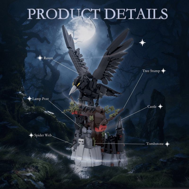 AMAING BLOCK 50002 QUẠ ĐÊM bộ đồ chơi xếp lắp ráp ghép mô hình LUNAR RAVEN 1072 khối