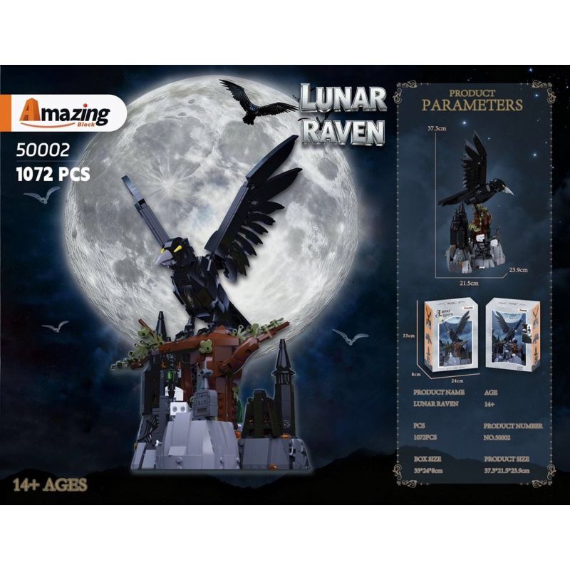AMAING BLOCK 50002 QUẠ ĐÊM bộ đồ chơi xếp lắp ráp ghép mô hình LUNAR RAVEN 1072 khối