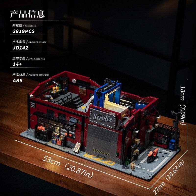 SMALL ANGLE JD142 CỬA HÀNG SỬA CHỮA MỸ bộ đồ chơi xếp lắp ráp ghép mô hình Creator CAR MOD SHOP Sáng Tạo 2819 khối