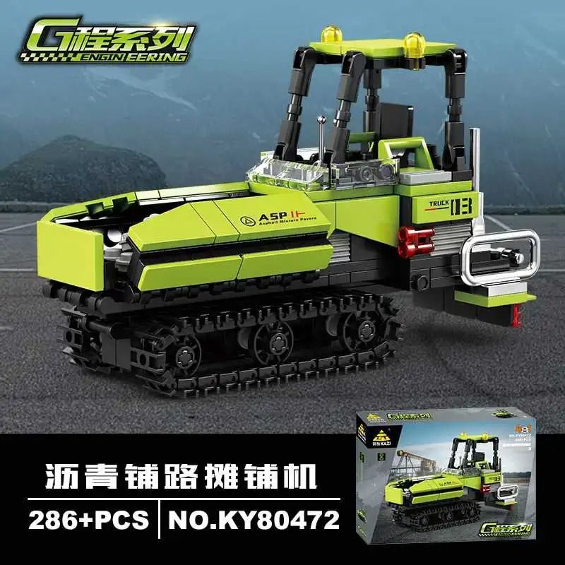 Kazi KY80472 80472 4 LOẠI XE CÔNG TRÌNH MÁY ỦI BỌC THÉP TRẢI NHỰA KÉO SAN LĂN NGANG bộ đồ chơi xếp lắp ráp ghép mô hình City Thành Phố 986 khối