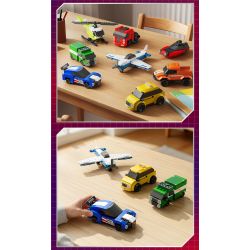 GUDI 40103 TEAM CHAOJI THÁNH BẢO TRỢ CỦA THÀNH PHỐ 8 TỔ HỢP XE THỂ THAO TAXI TÀU CAO TỐC MÁY KÉO BÁN TẢI ĐỊA HÌNH CHỞ HÀNG BAY NGẮM CẢNH TRỰC THĂNG bộ đồ chơi xếp lắp ráp ghép mô hình 575 khối