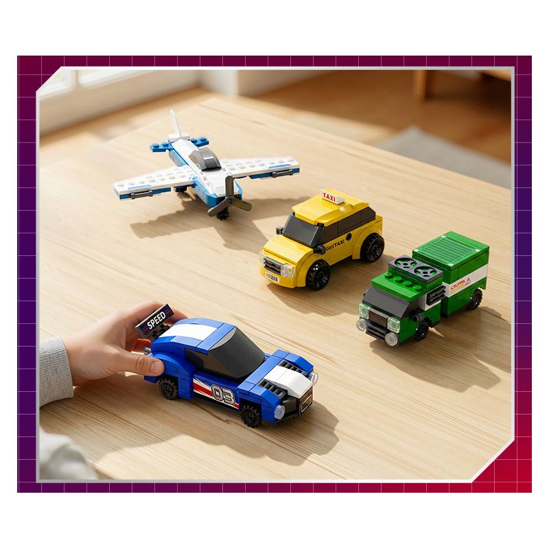 GUDI 40103 TEAM CHAOJI THÁNH BẢO TRỢ CỦA THÀNH PHỐ 8 TỔ HỢP XE THỂ THAO TAXI TÀU CAO TỐC MÁY KÉO BÁN TẢI ĐỊA HÌNH CHỞ HÀNG BAY NGẮM CẢNH TRỰC THĂNG bộ đồ chơi xếp lắp ráp ghép mô hình 575 khối