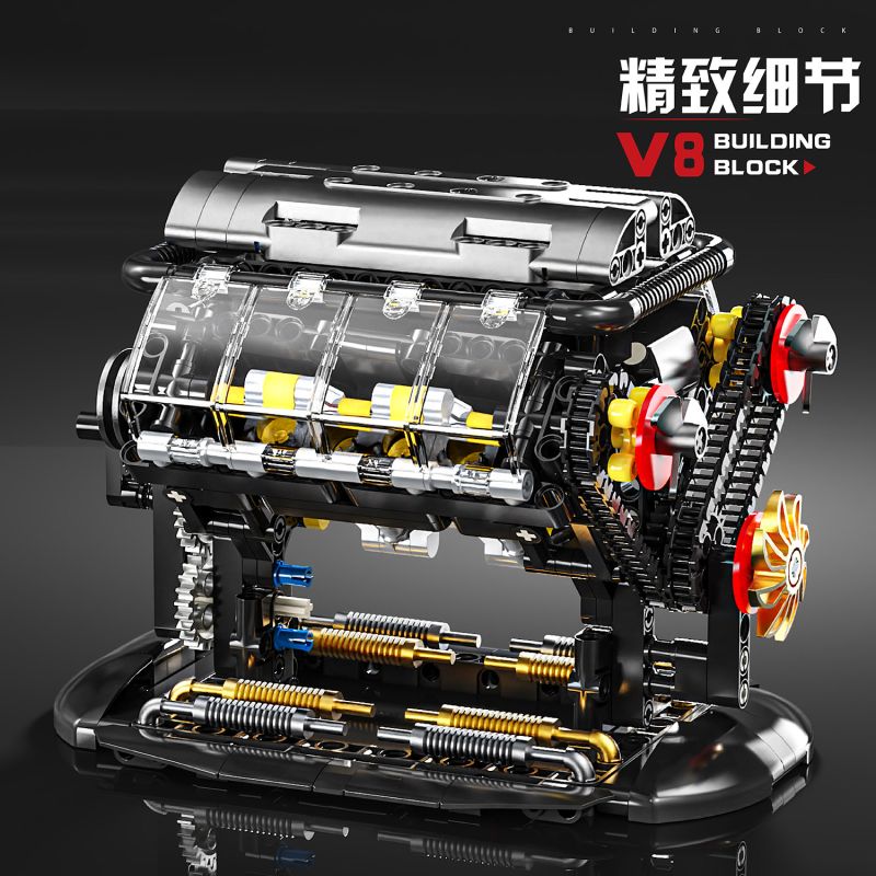 GOQI GQ-3101 3101 GQ3101 ĐỘNG CƠ V8 NHỎ bộ đồ chơi xếp lắp ráp ghép mô hình Technic MINI V8 ENGINE Kỹ Thuật Công Nghệ Cao Mô Hình Phương Tiện 502 khối