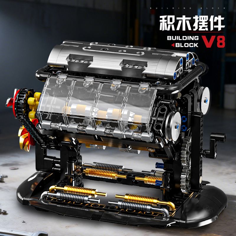 GOQI GQ-3101 3101 GQ3101 ĐỘNG CƠ V8 NHỎ bộ đồ chơi xếp lắp ráp ghép mô hình Technic MINI V8 ENGINE Kỹ Thuật Công Nghệ Cao Mô Hình Phương Tiện 502 khối