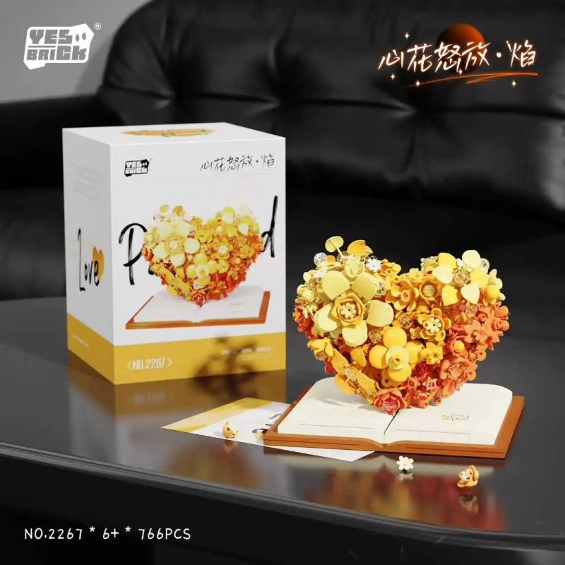 WEILE CHUANGXIANG 2265 2266 2267 2268 TRÁI TIM NỞ RỘ HOA VÀ TÌNH YÊU 4 PHONG CÁCH bộ đồ chơi xếp lắp ráp ghép mô hình Arts & Crafts 768 khối
