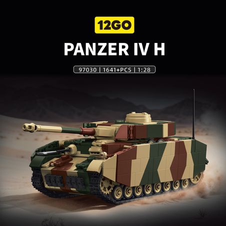 12GO 97030 THIẾT GIÁP IV LOẠI 1:28 tỷ lệ 1:28 bộ đồ chơi xếp lắp ráp ghép mô hình Military Army PANZER IV H Quân Sự Bộ Đội 1641 khối