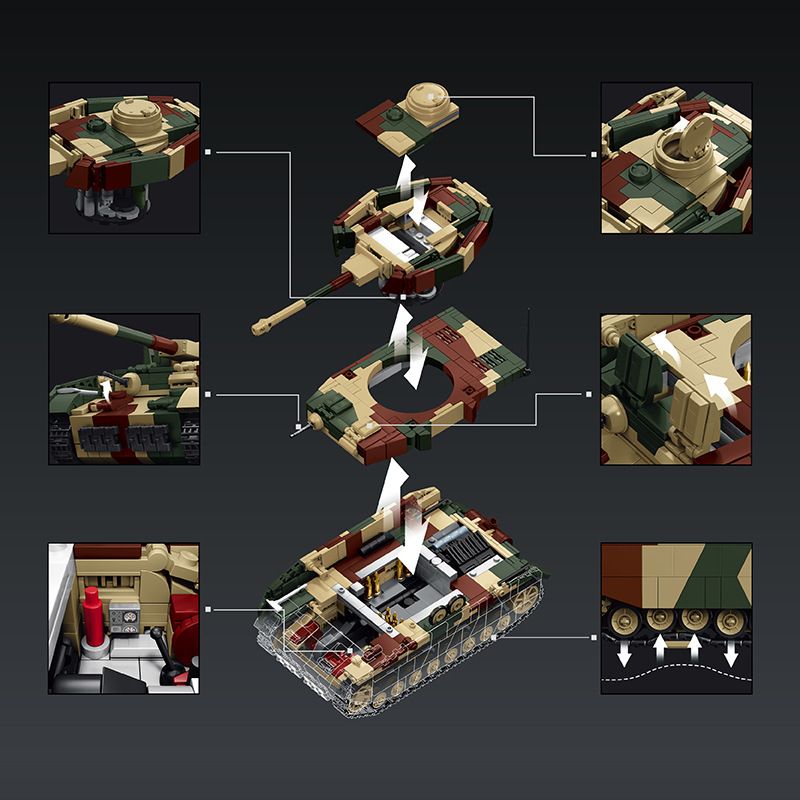 12GO 97030 THIẾT GIÁP IV LOẠI 1:28 tỷ lệ 1:28 bộ đồ chơi xếp lắp ráp ghép mô hình Military Army PANZER IV H Quân Sự Bộ Đội 1641 khối