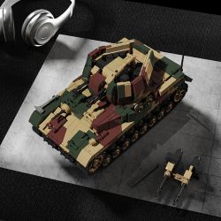 12GO 97031 PHÁO PHÒNG KHÔNG TỰ HÀNH XE TORNADO CỦA ĐỨC 1:28 tỷ lệ 1:28 bộ đồ chơi xếp lắp ráp ghép mô hình Military Army WIRBELWIND FLAKPANZER IV Quân Sự Bộ Đội 1474 khối