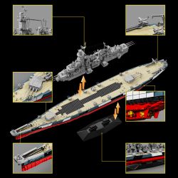 12GO 98009 THẾ CHIẾN THỨ HAI USS MONTANA 1:300 tỷ lệ 1:300 bộ đồ chơi xếp lắp ráp ghép mô hình Military Army Quân Sự Bộ Đội 2956 khối