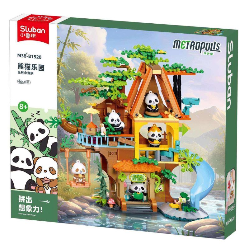 SLUBAN M38-B1520 B1520 1520 M38B1520 38-B1520 THIÊN ĐƯỜNG GẤU TRÚC BẬC THẦY TRONG RỪNG bộ đồ chơi xếp lắp ráp ghép mô hình 464 khối