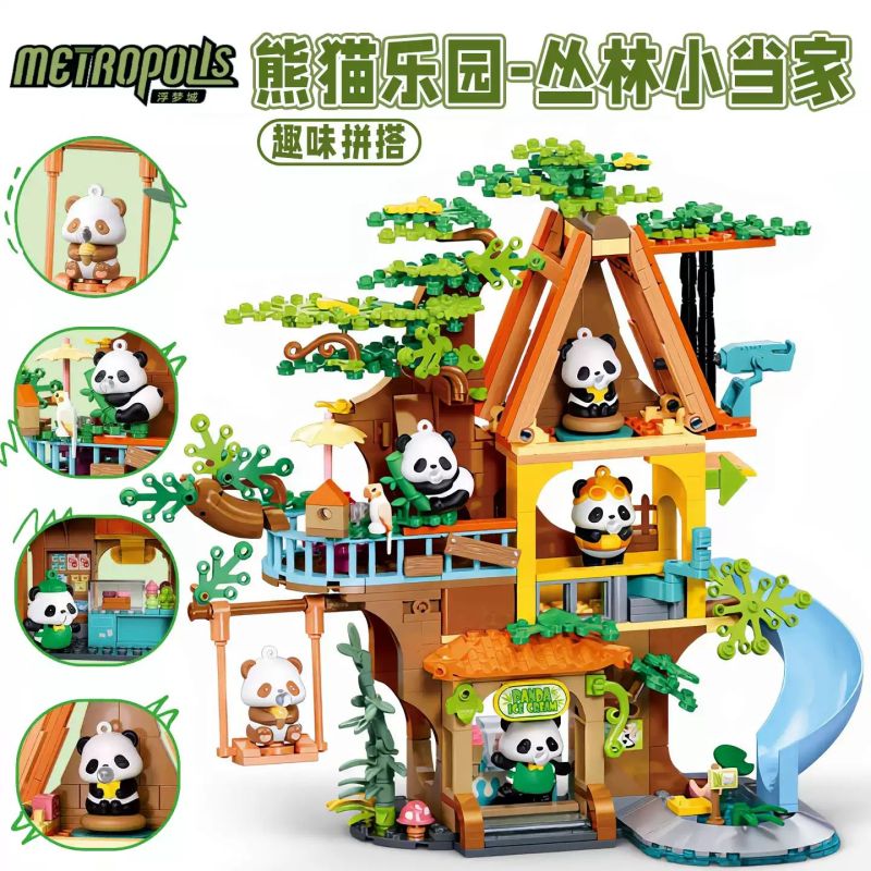 SLUBAN M38-B1520 B1520 1520 M38B1520 38-B1520 THIÊN ĐƯỜNG GẤU TRÚC BẬC THẦY TRONG RỪNG bộ đồ chơi xếp lắp ráp ghép mô hình 464 khối