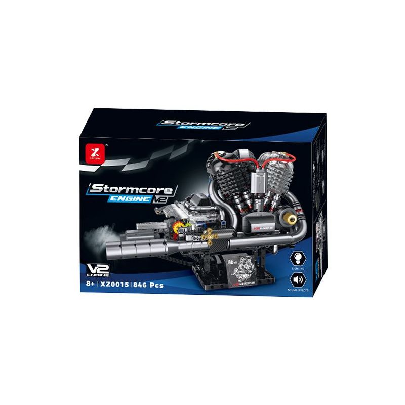XINZHUAN XZ0015 Stormcore V2 Engine Xếp hình lắp ráp ghép mô hình Động cơ đầu chai của Harley